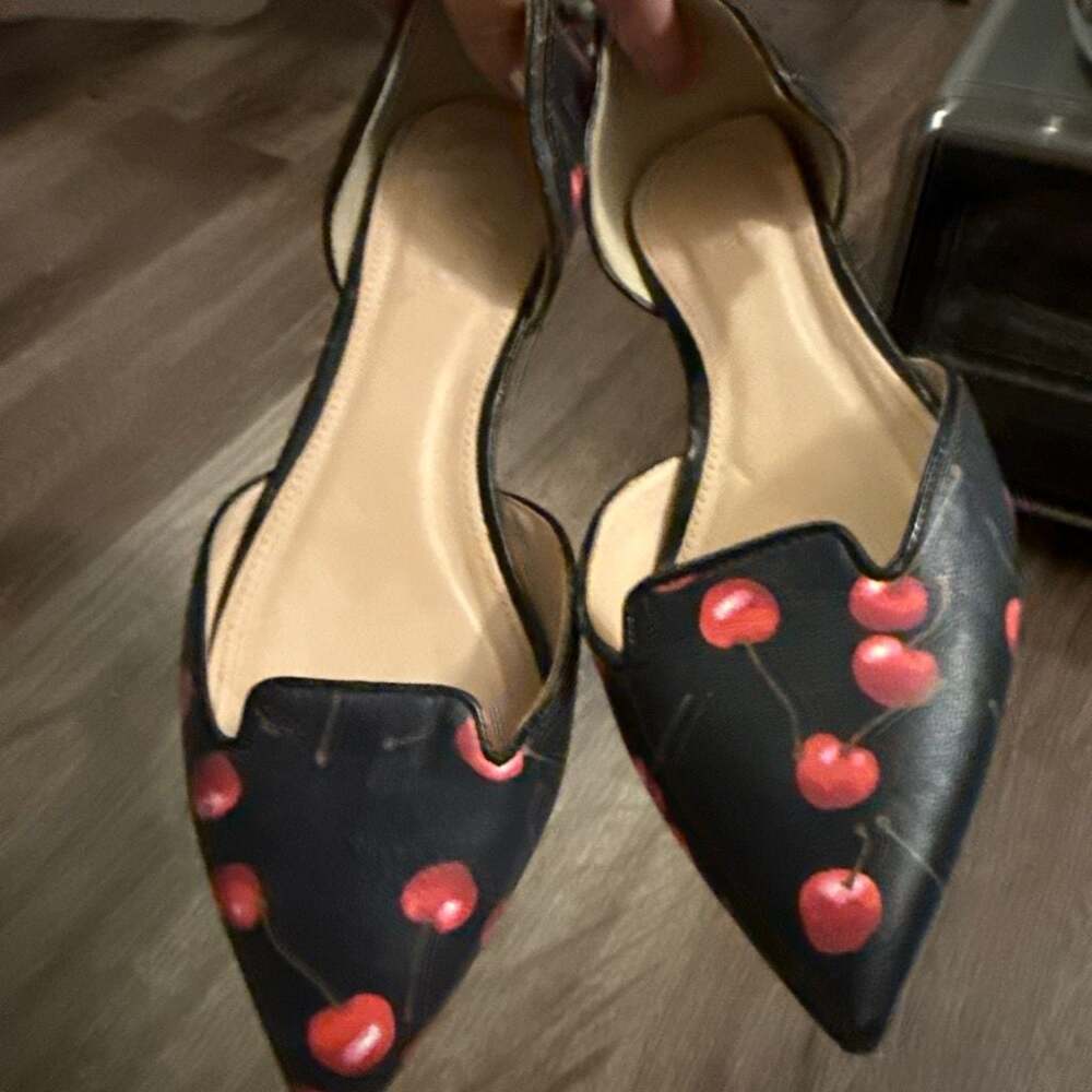 J.Crew Women's Sadie D'Orsay Flats in Cherry Print - Picture 3 of 6